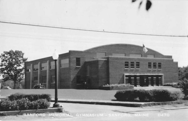 Sanford Maine birds eye view Sanford Memorial Gymnasium real photo pc ZE686188