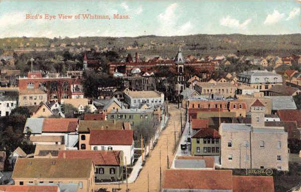 Whitman Massachusetts panoramic birds eye view of city antique pc ZE686213