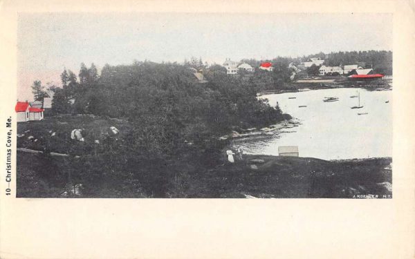 Christmas Cove Maine panoramic birds eye view of area antique pc ZE686214