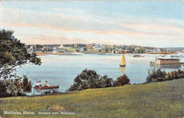 McKinley Maine view of Bernard boats sailboats antique pc ZE686222