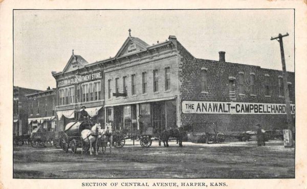 Harper Kansas Central Avenue Business Section Vintage Postcard JJ658787