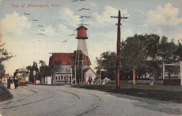 Momauguin Connecticut Street Scene Water Tower Vintage Postcard JJ658792