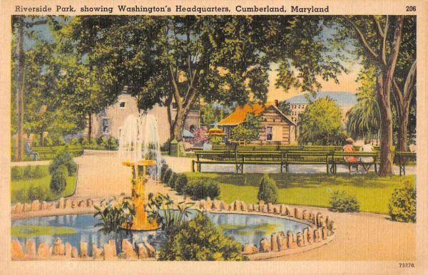 Cumberland Maryland Riverside Park Washington's Headquarters Postcard JJ658846