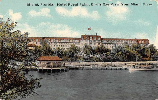 Miami Florida Hotel Royal Palm Birds Eye View Vintage Postcard JJ658932