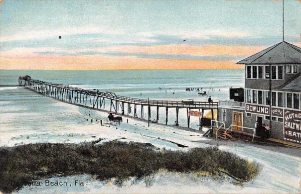 Daytona Beach Florida Bathing House and Pier Bowling Alley Postcard JJ658939