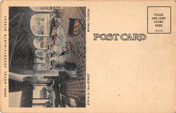 Miami Florida Hotel Seventy Ninth Street Patio Vintage Postcard JJ658972