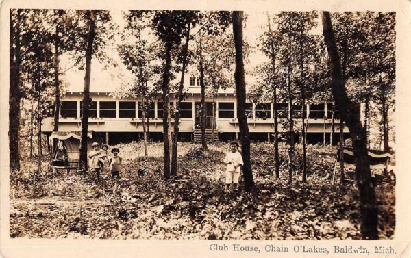 Baldwin Michigan Chain O'Lakes Club House Real Photo Postcard JJ649055