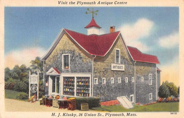 Plymouth Massachusetts Antique Center Linen Vintage Postcard JJ649238