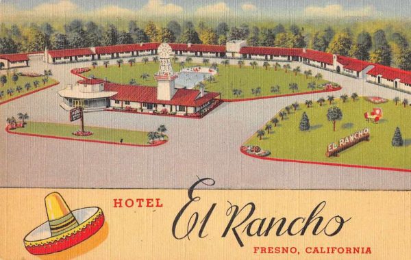 Fresno California Hotel El Rancho Linen Vintage Postcard JJ649250