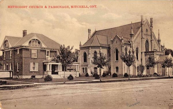 Mitchell Ontario Canada Methodist Church and Parsonage Vintage Postcard JJ649266