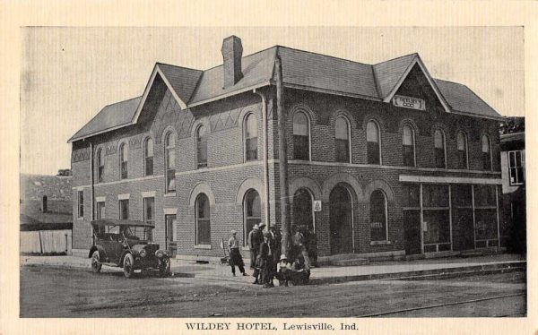 Lewisville Indiana Wildey Hotel Street Scene Vintage Postcard JJ649310