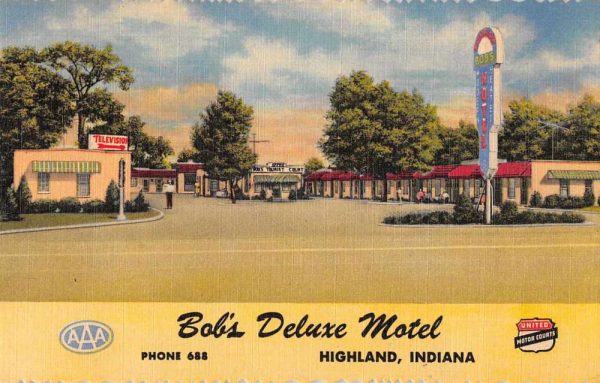 Highland Indiana Bob's Deluxe Motel Roadside America Vintage Postcard JJ649311