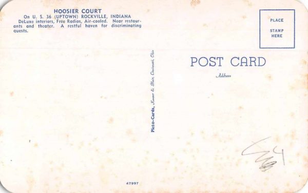 Rockville Indiana Hoosier Court Vintage Postcard JJ649312 - Image 2