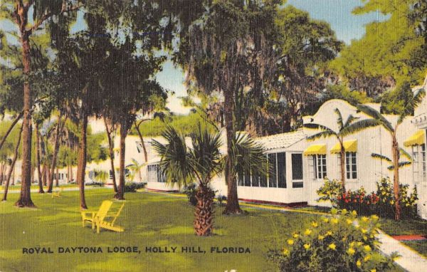 Holly Hill Florida courtyard view Royal Daytona Lodge linen antique pc ZE686350