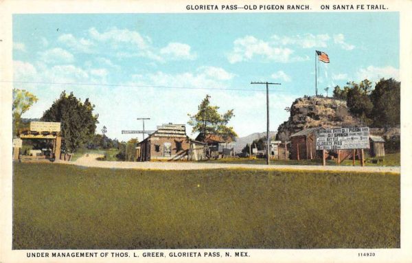 Glorieta Pass New Mexico birds eye view Old Pigeon Ranch antique pc ZE686378