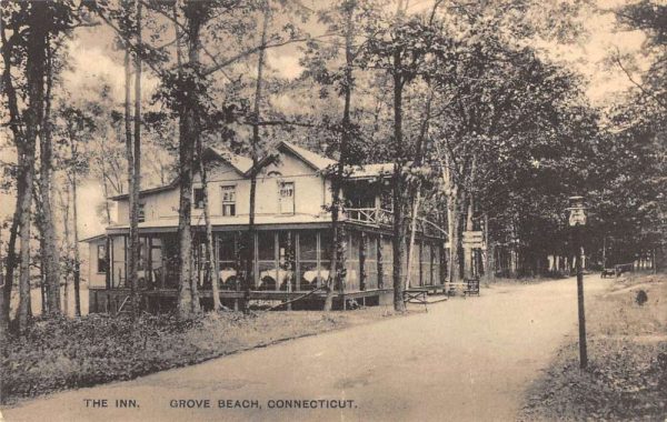 Grove Beach Connecticut birds eye view showing The Inn antique pc ZE686403