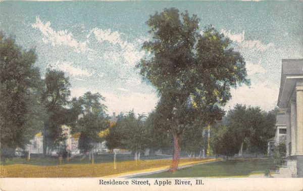 Apple River Illinois birds eye view down Residence Street antique pc ZE686408