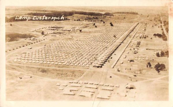 Camp Custer Michigan panoramic aerial view real photo pc ZE686460