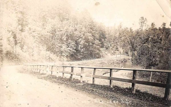 Elbridge New York scenic birds eye view road by river real photo pc ZE686532