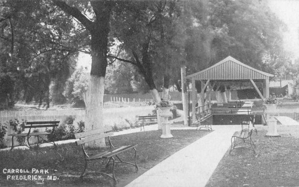 Frederick Maryland view of Carrol Park gazebo antique pc ZE686534