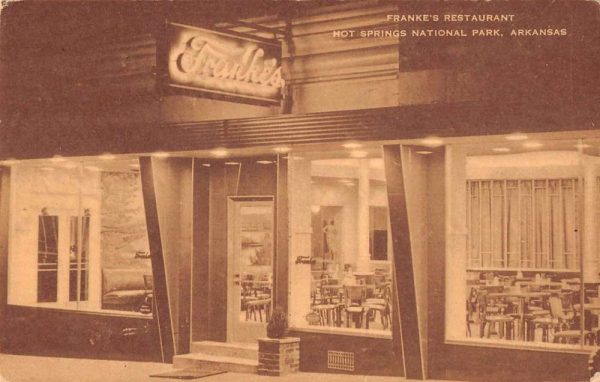 Hot Springs National Park Arkansas view of Frank's Restaurant antique pc BB8