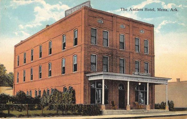 Mena Arkansas birds eye view outside The Antlers Hotel antique pc BB20