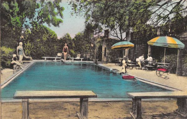 Jokake Arizona swimming pool bathers Jokake Inn handcolored antique pc BB40