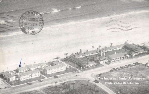 Ponte Vedra Beach Florida aerial view The Innlet Apartments antique pc BB42