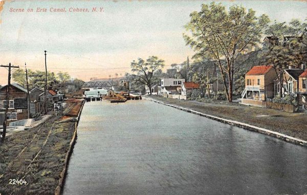 Cohoes New York birds eye view Erie Canla area antique pc BB100