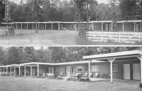 Dawn Virginia entrance and courtyard views South Motel antique pc BB110