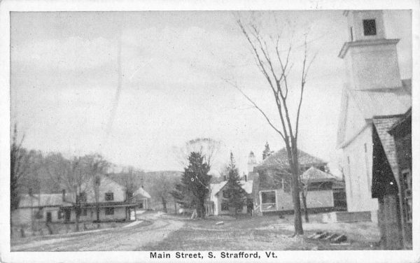 S. Strafford Vermont birds eye view Main Street buildings antique pc BB111