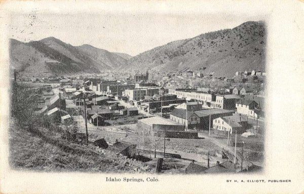 Idaho Springs Colorado aerial view small village small village antique pc CC17