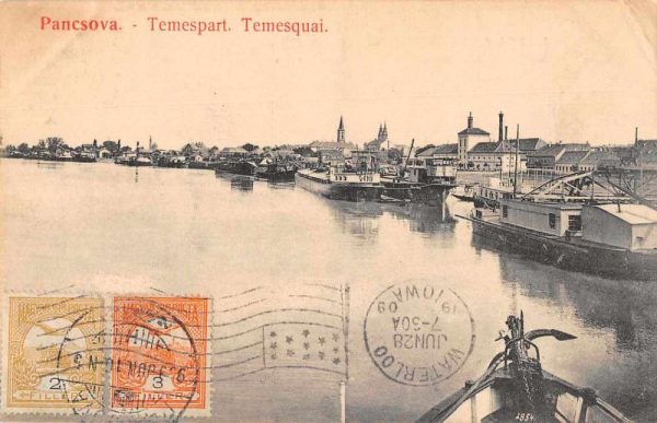 Pancsova Hungary Serbia Temespart Temesquai Harbor View Postcard JJ649426