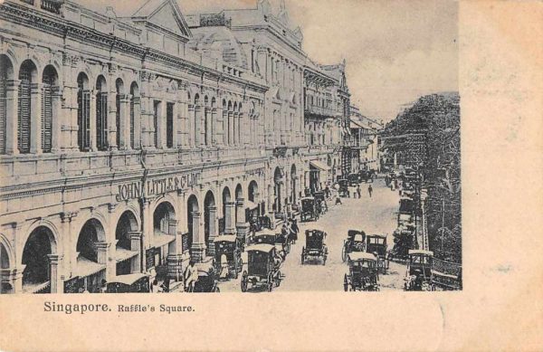 Singapore Malaya Raffle's Square Street Scene Vintage Postcard JJ649459