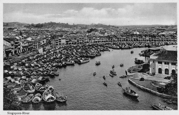 Singapore Malaysia River Scenic View Boats Vintage Postcard JJ649556