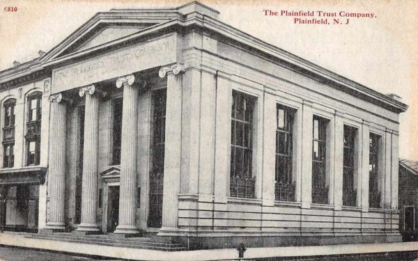 Plainfield New Jersey Trust Co Bank Exterior Vintage Postcard JJ649607