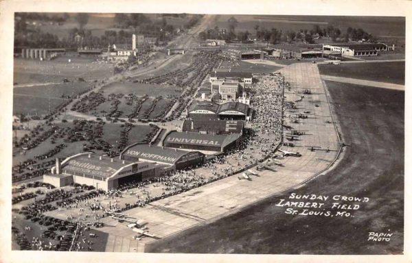 St Louis Missouri Lambert Field Sunday Crowd Real Photo Postcard AA50