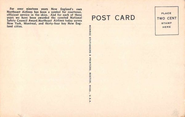 Northeast Airlines New England Airplane Advertising Vintage Postcard AA56 - Image 2