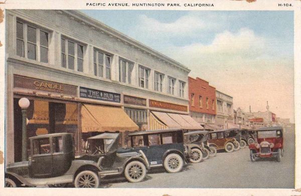 Huntington Park California Pacific Avenue Business Section Vintage Postcard AA71