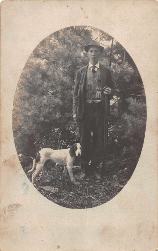 Hunter and Hunting Dog Real Photo Vintage Postcard AA108