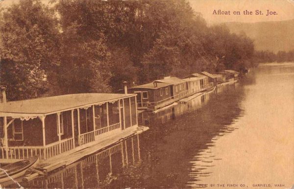 Tekoa Washington St Joe River House Boats Vintage Postcard AA532