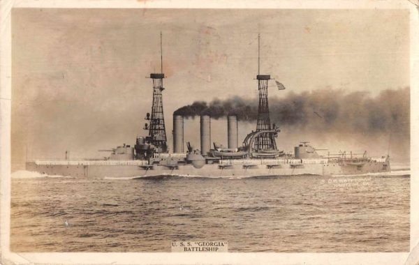 USS Georgia Battleship Military Real Photo Vintage Postcard AA732