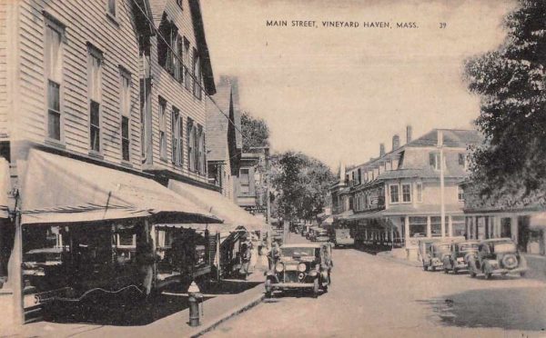 Vineyard Haven Massachusetts birds eye view Main Street antique pc BB203