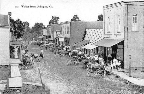 Arlington Kentucky aerial view Walnut St horses wagons antique pc BB262