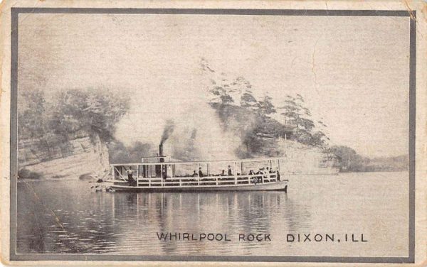 Dixon Illinois scenic view Whirlpool Rock passenger boat antique pc BB280