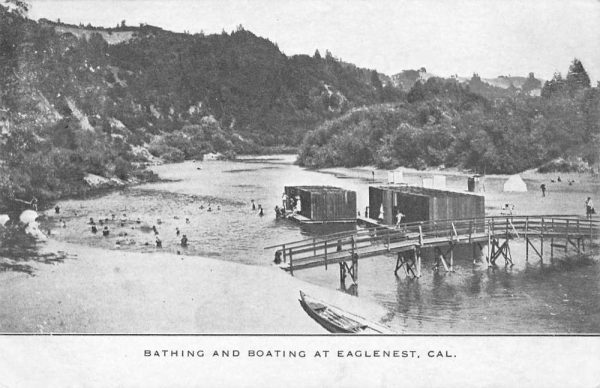 Eaglenest California scenic birds eye view bathing and boating antique pc BB293