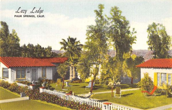 Palm Springs California aerial view Lazy Ldoge cottages linen antique pc BB300