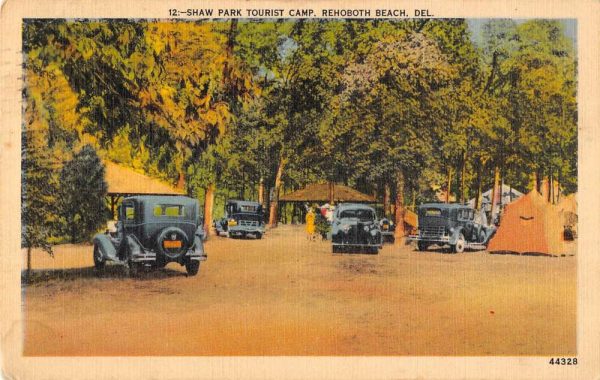 Rehoboth Beach Delaware view of Shaw Park Tourist Camp linen antique pc BB301