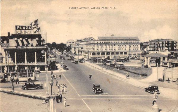 Asbury Park New Jersey panoramic aerial view Asbury Avenue antique pc BB484