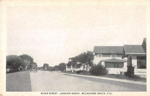 Melbourne Beach Florida looking north on River Street antique pc BB744